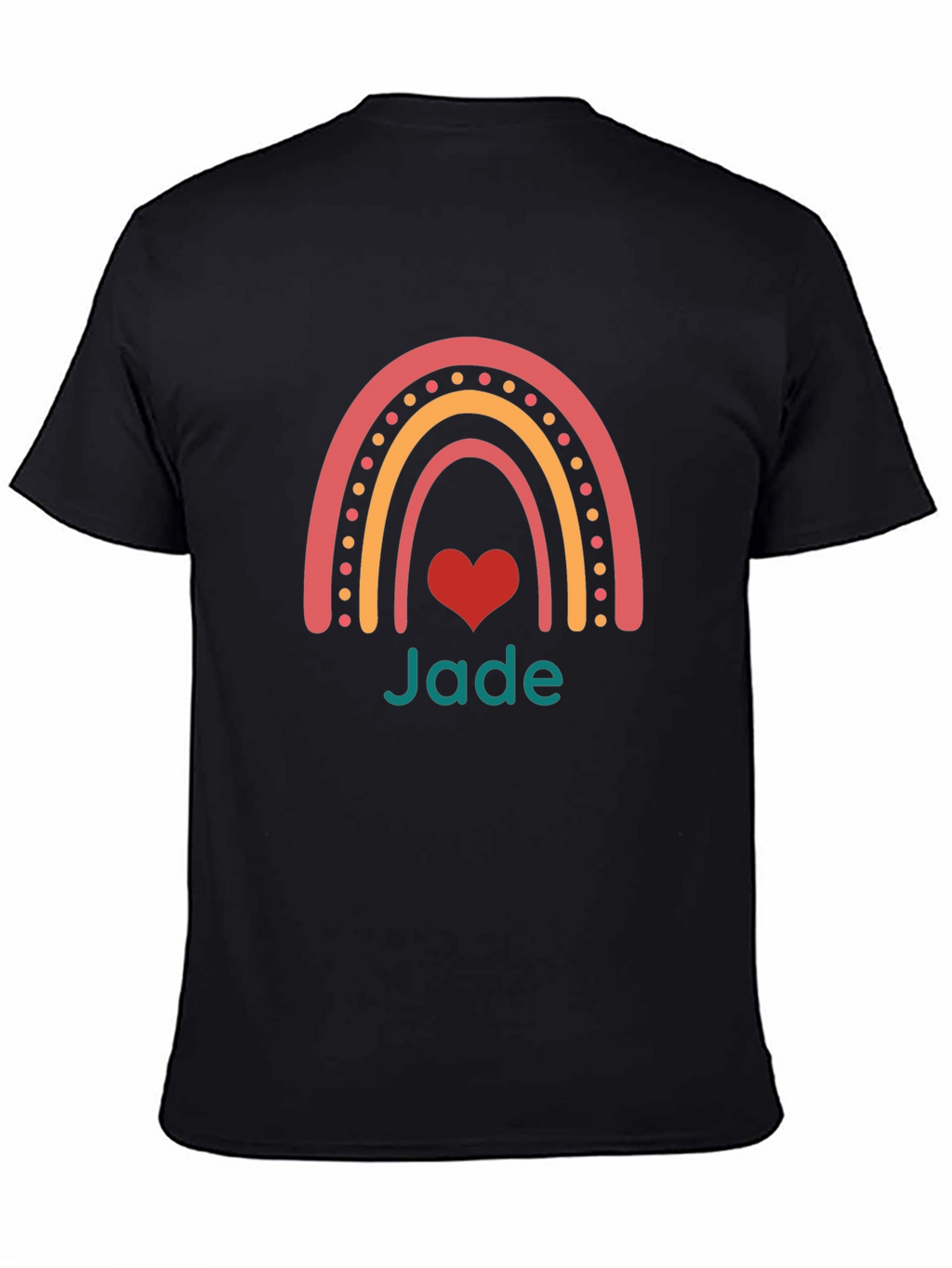 Rainbow Jade Heart Black T-Shirt
