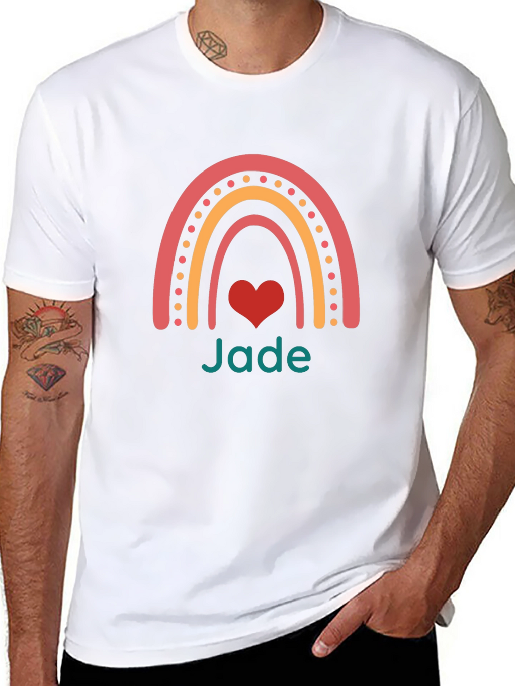 Rainbow Jade Heart Black T-Shirt
