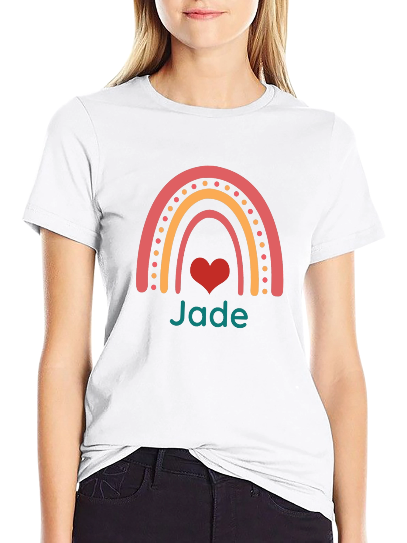 Rainbow Jade Heart Black T-Shirt