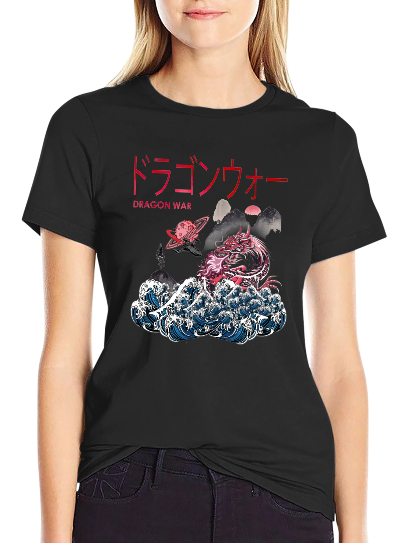 Dragon War Graphic Tee - Japanese Art Style