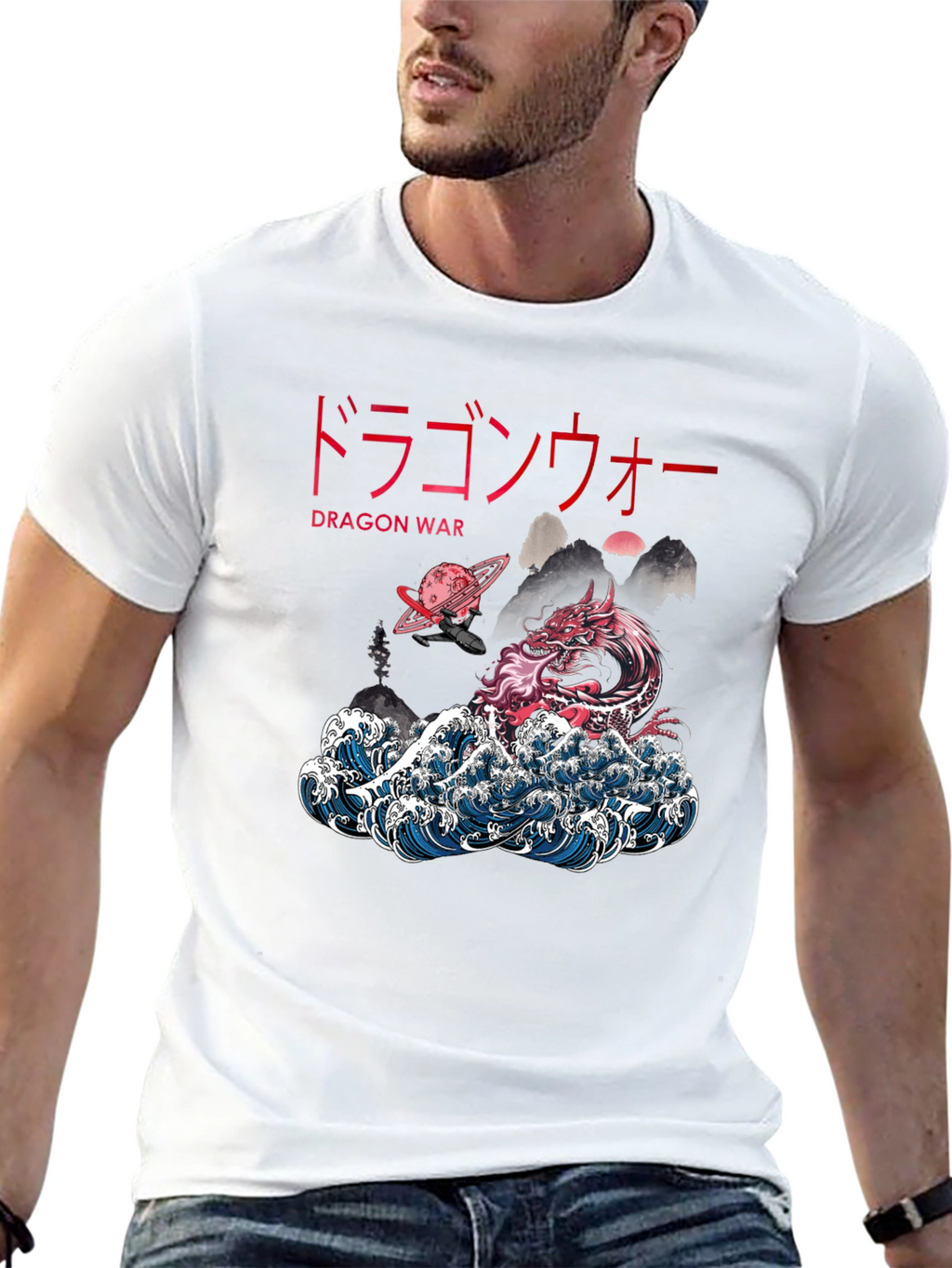 Dragon War Graphic Tee - Japanese Art Style