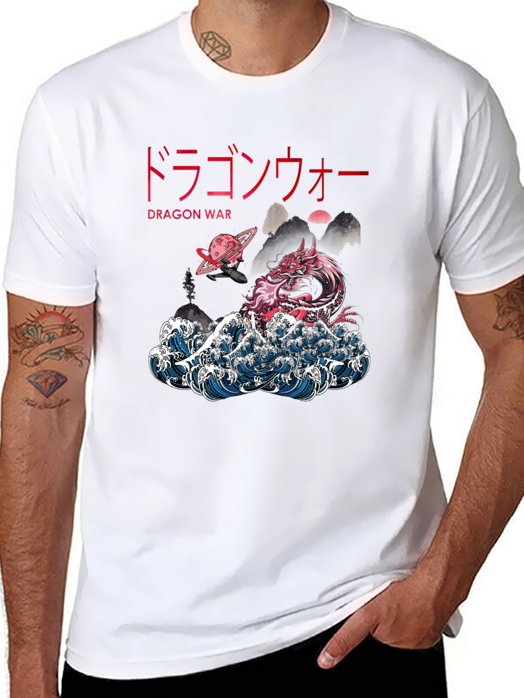 Dragon War Graphic Tee - Japanese Art Style