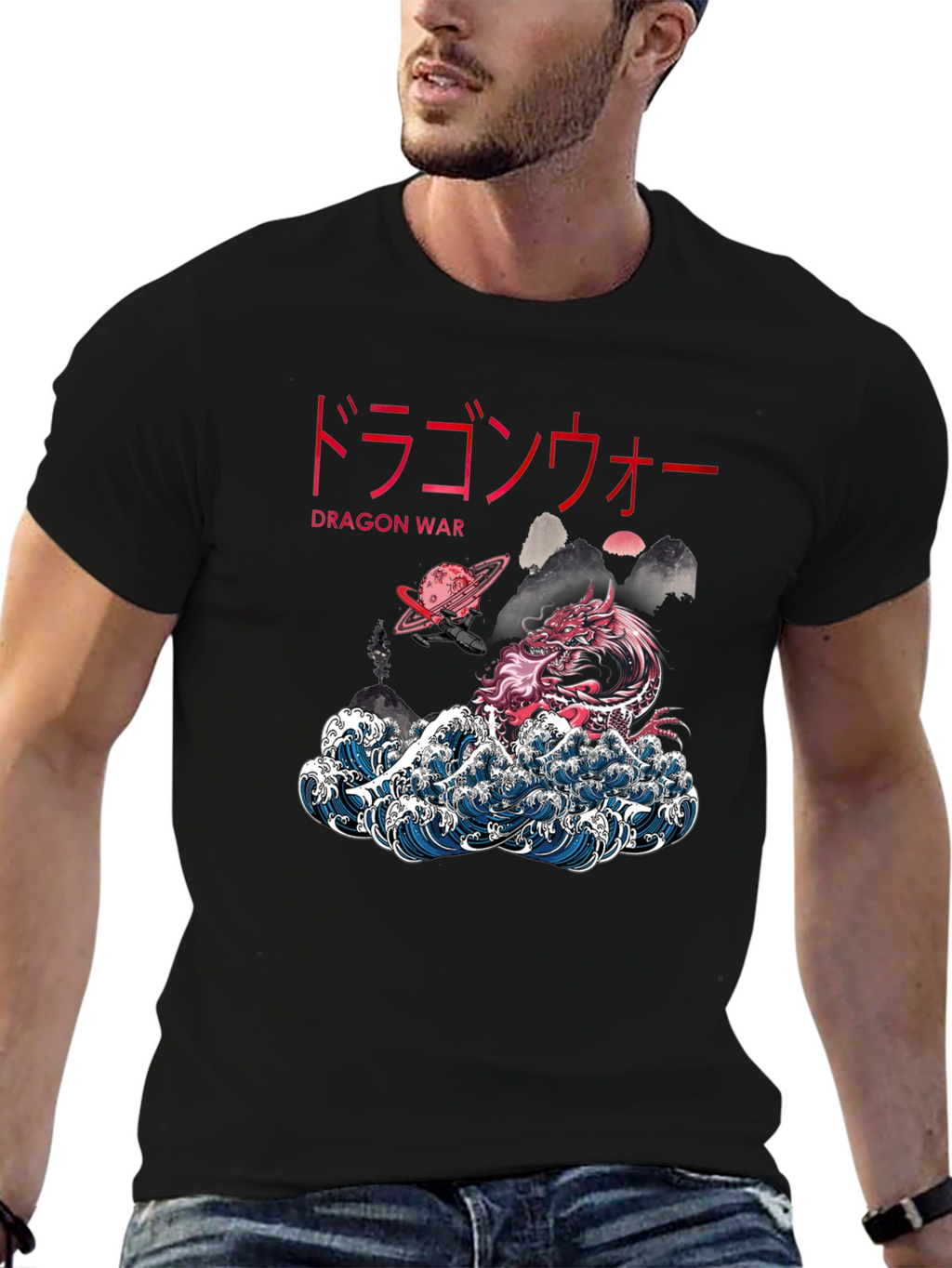 Dragon War Graphic Tee - Japanese Art Style
