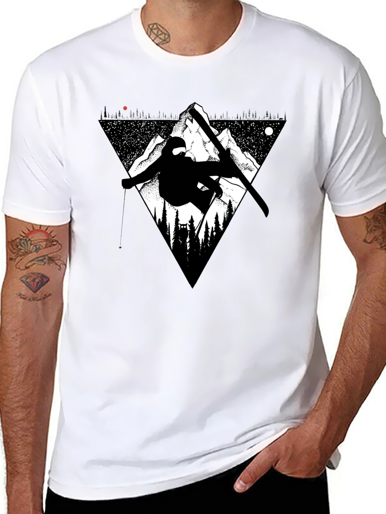 Mountain Ski Graphic Tee - Black Casual T-Shirt