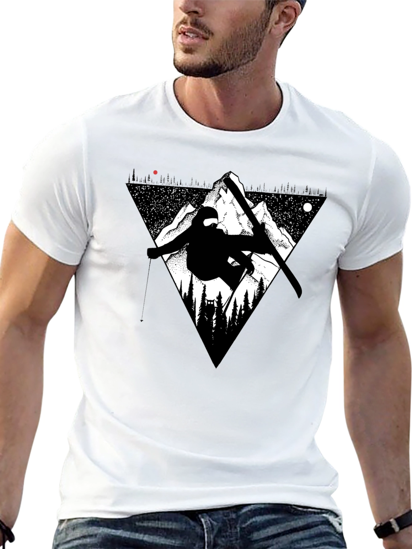 Mountain Ski Graphic Tee - Black Casual T-Shirt