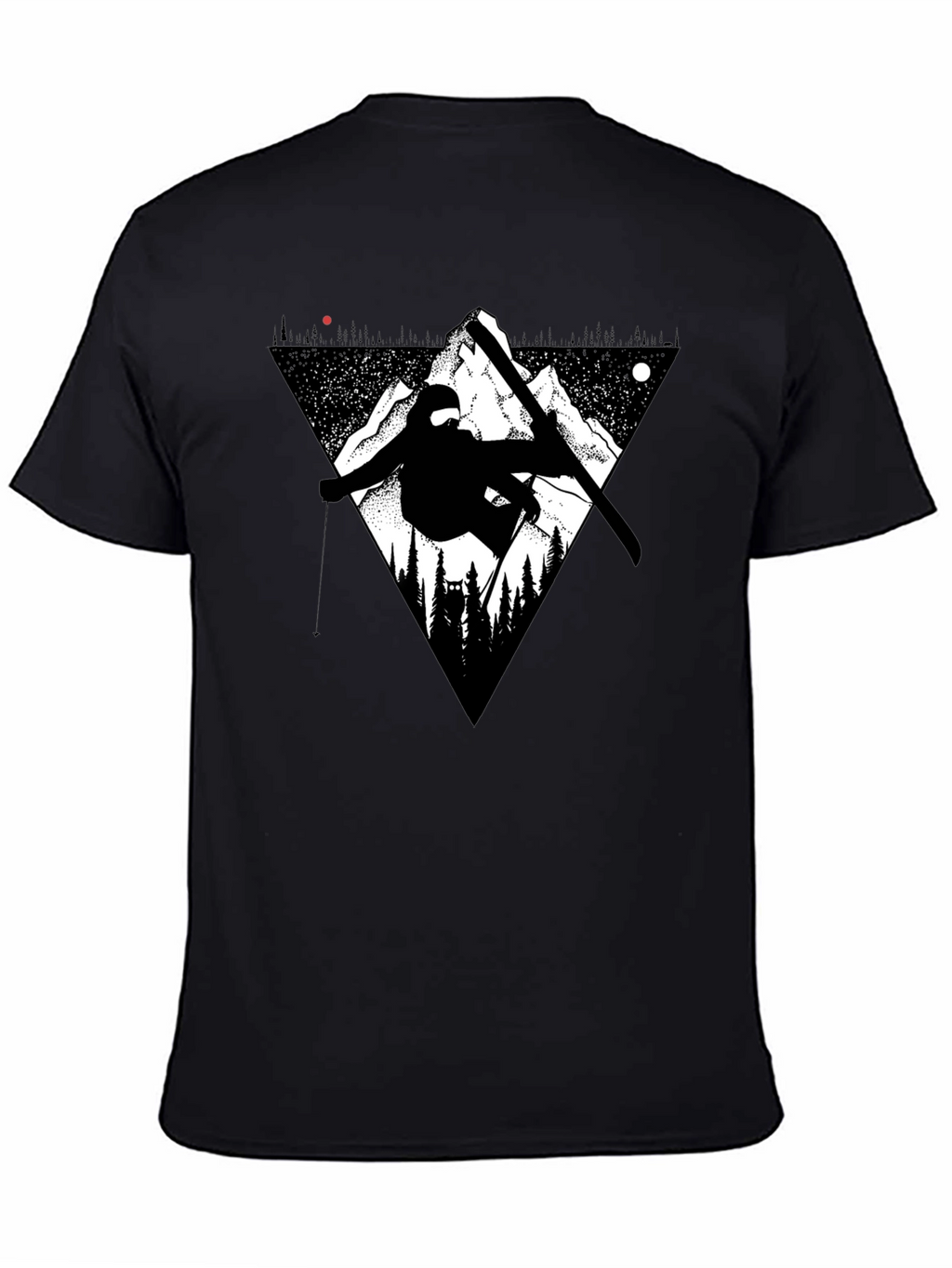 Mountain Ski Graphic Tee - Black Casual T-Shirt