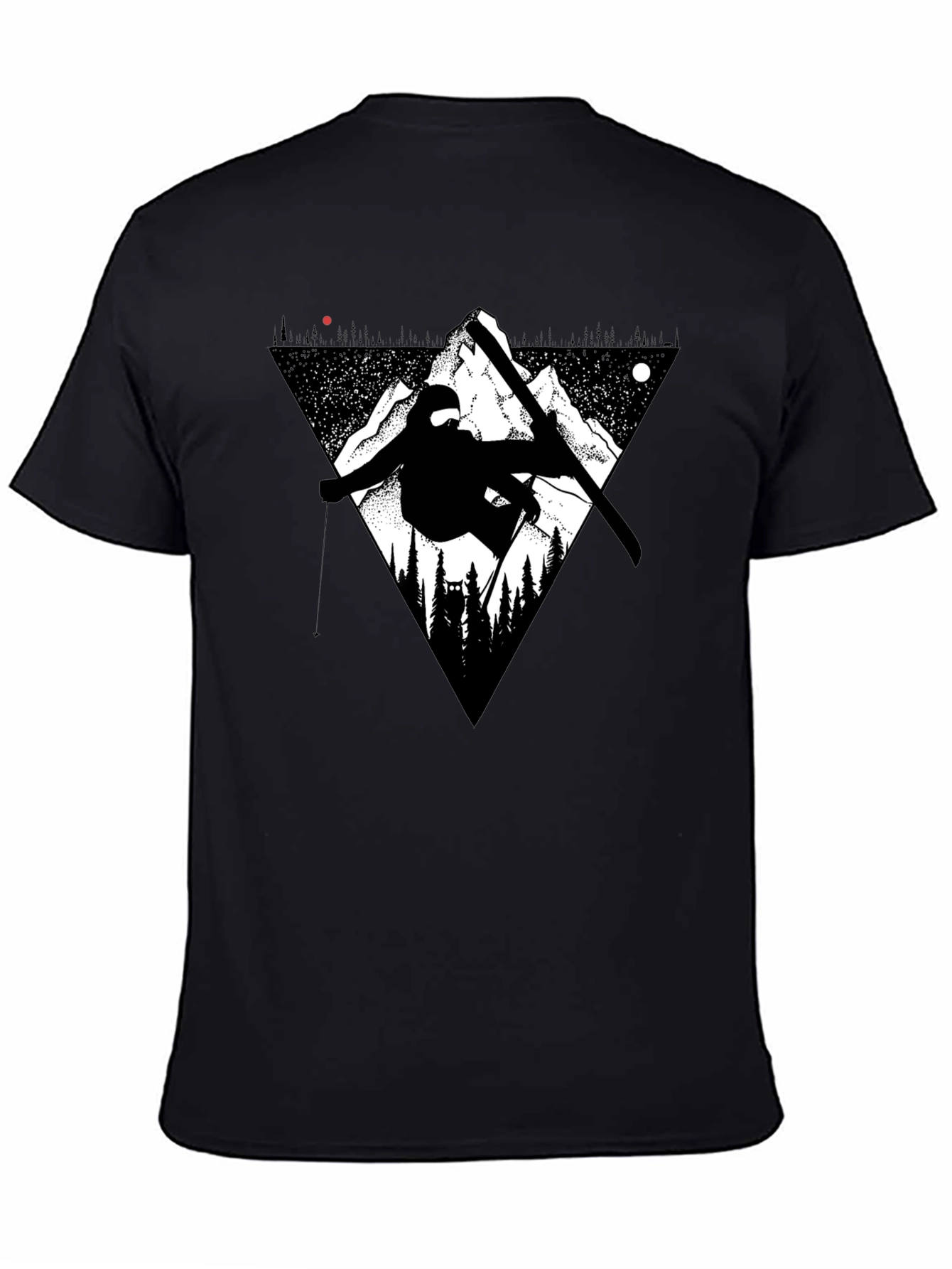 Mountain Ski Graphic Tee - Black Casual T-Shirt