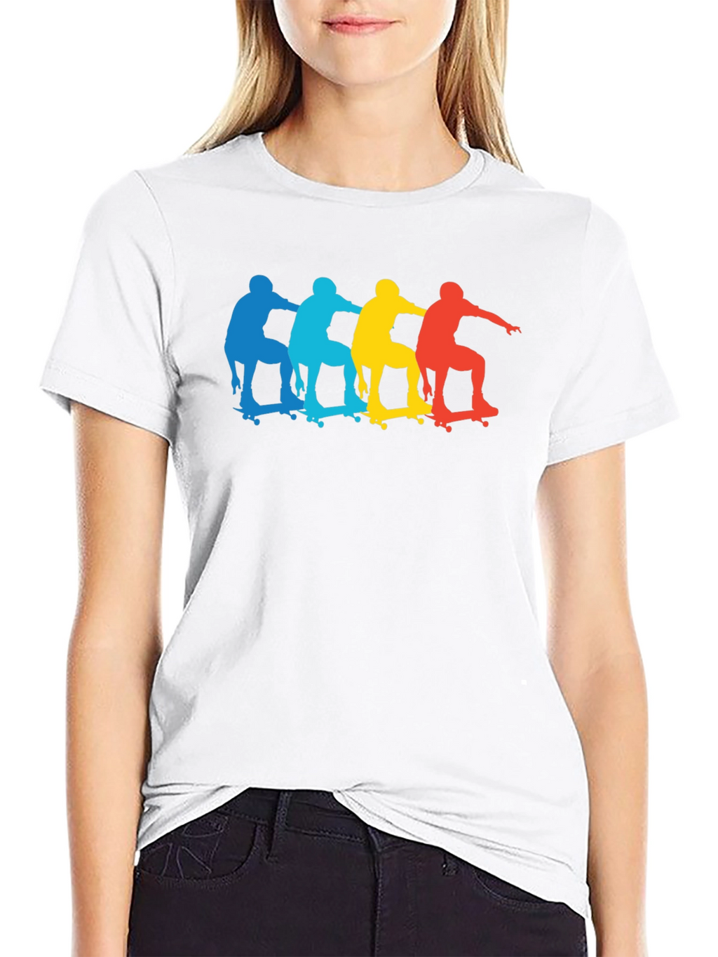 Skateboarder Silhouette Graphic Black T-Shirt