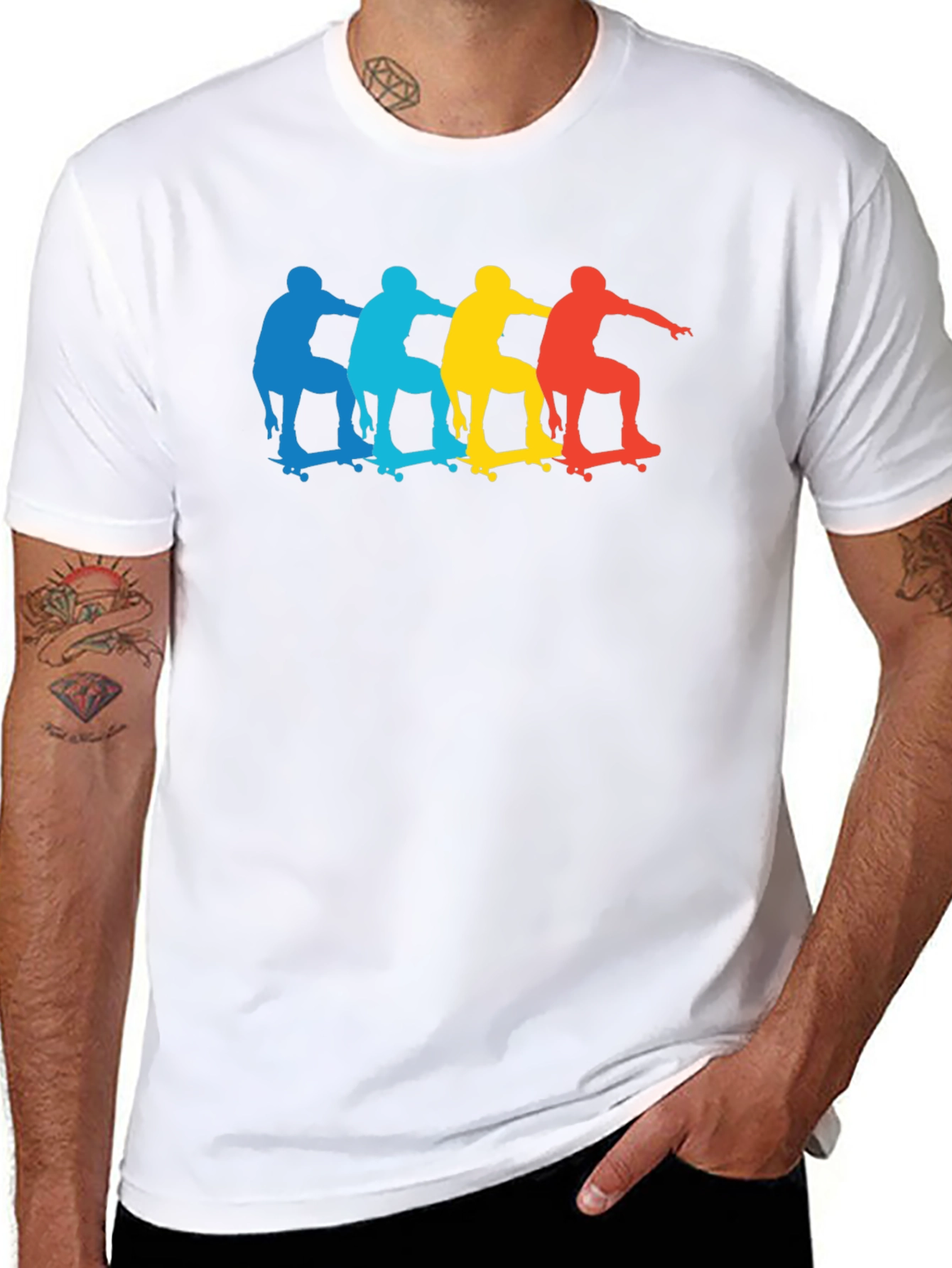 Skateboarder Silhouette Graphic Black T-Shirt