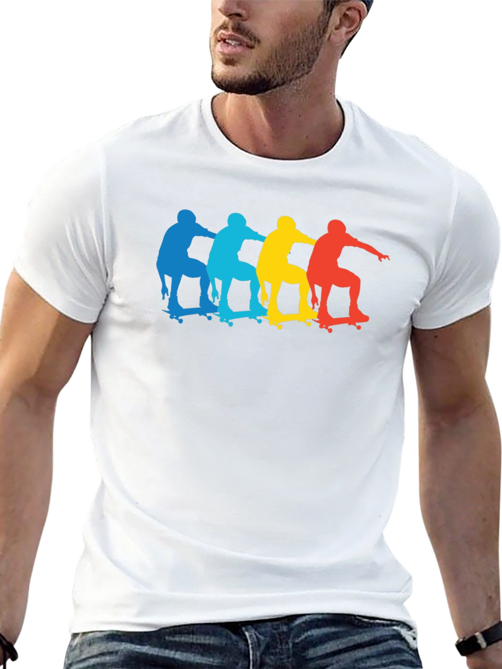 Skateboarder Silhouette Graphic Black T-Shirt