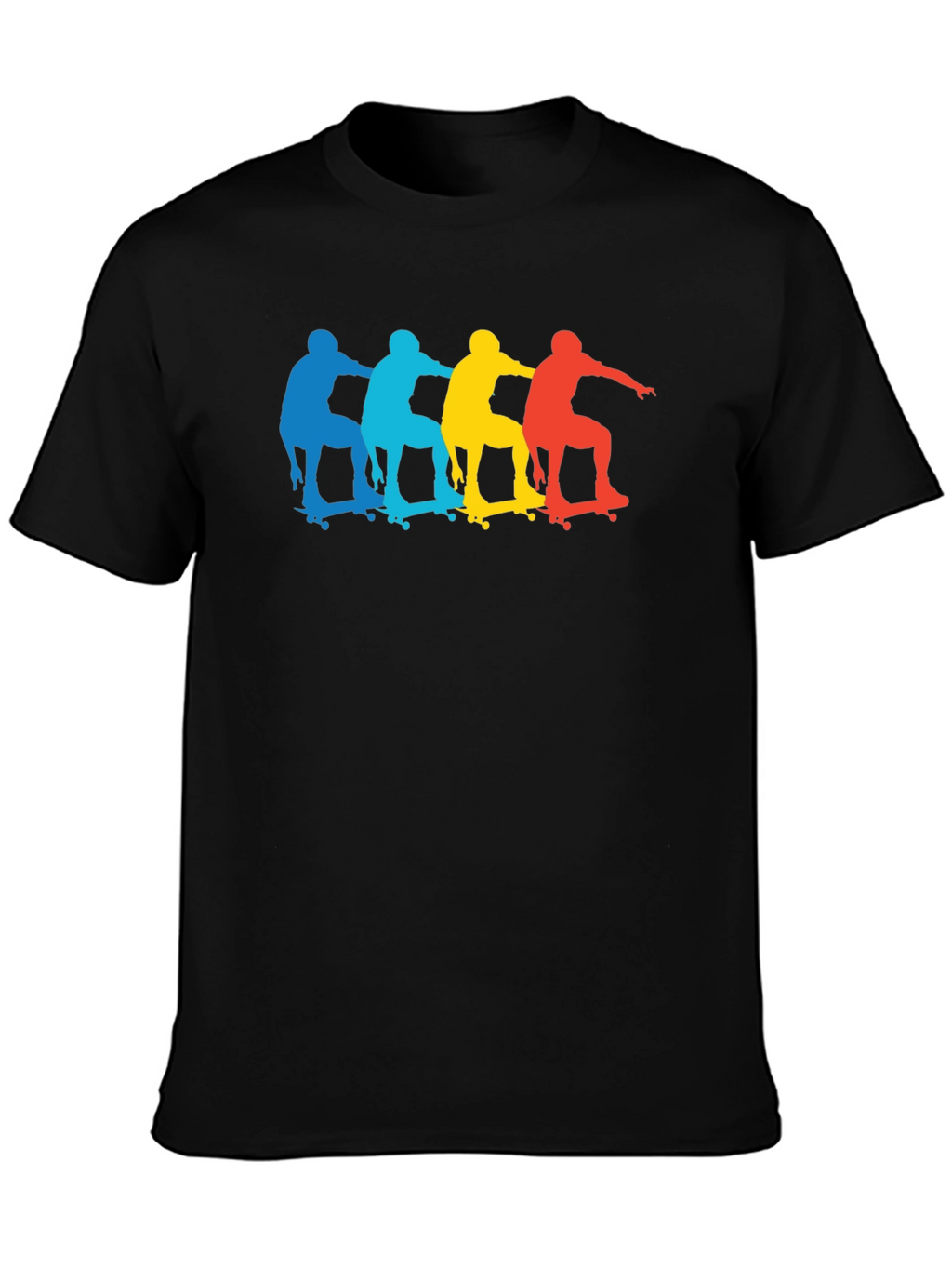 Skateboarder Silhouette Graphic Black T-Shirt