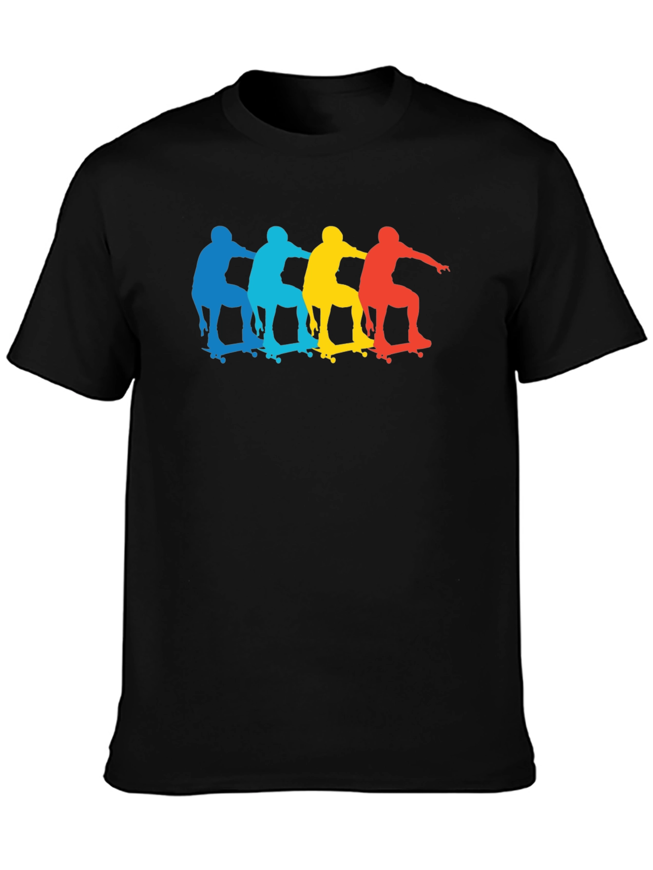 Skateboarder Silhouette Graphic Black T-Shirt