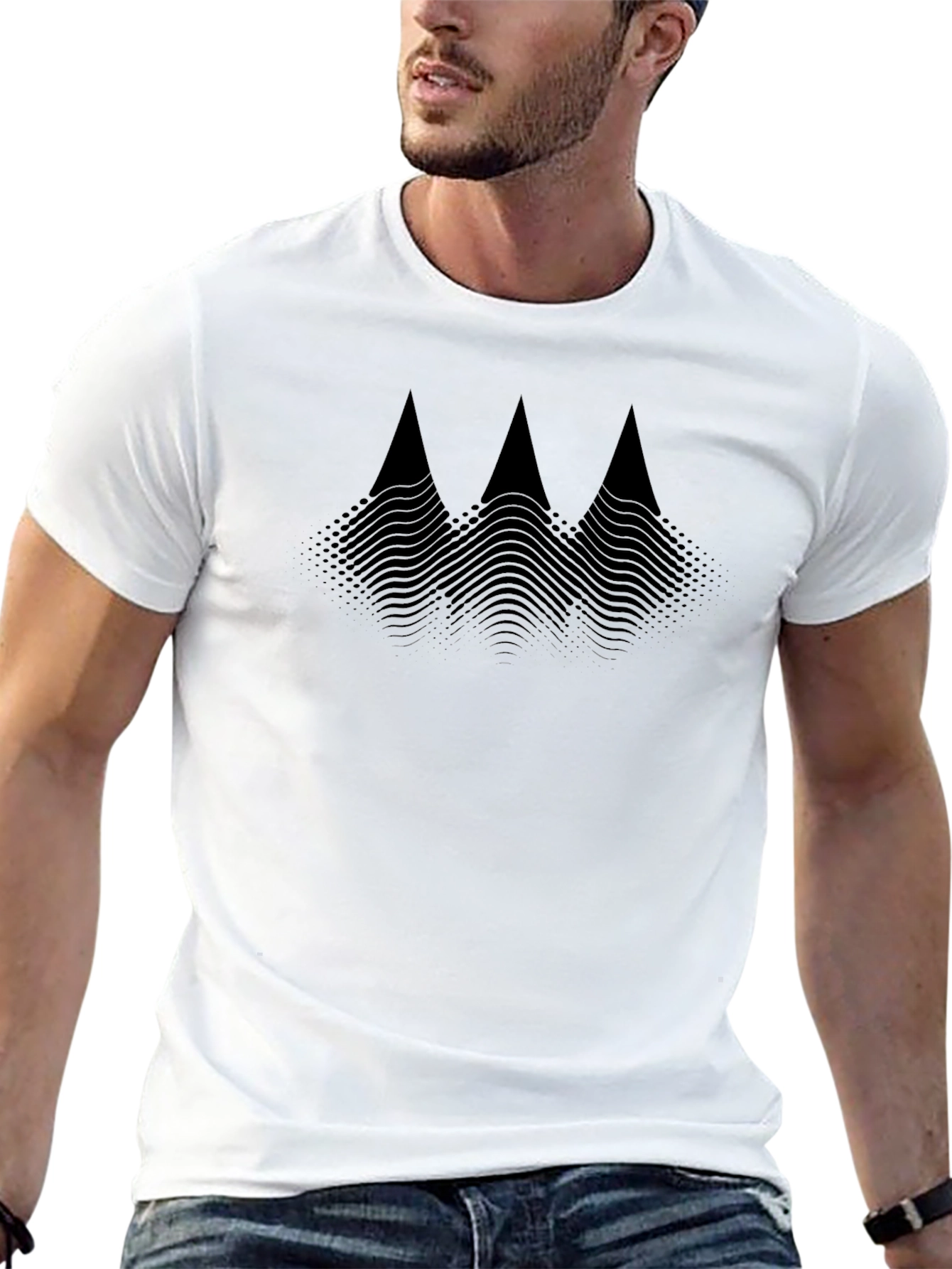 Abstract Mountain Graphic Black T-Shirt