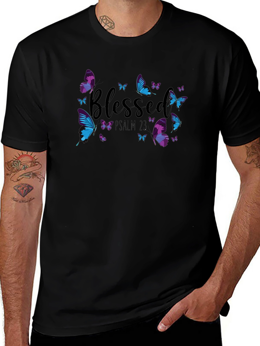 Blessed Psalm 23 Butterfly T-Shirt