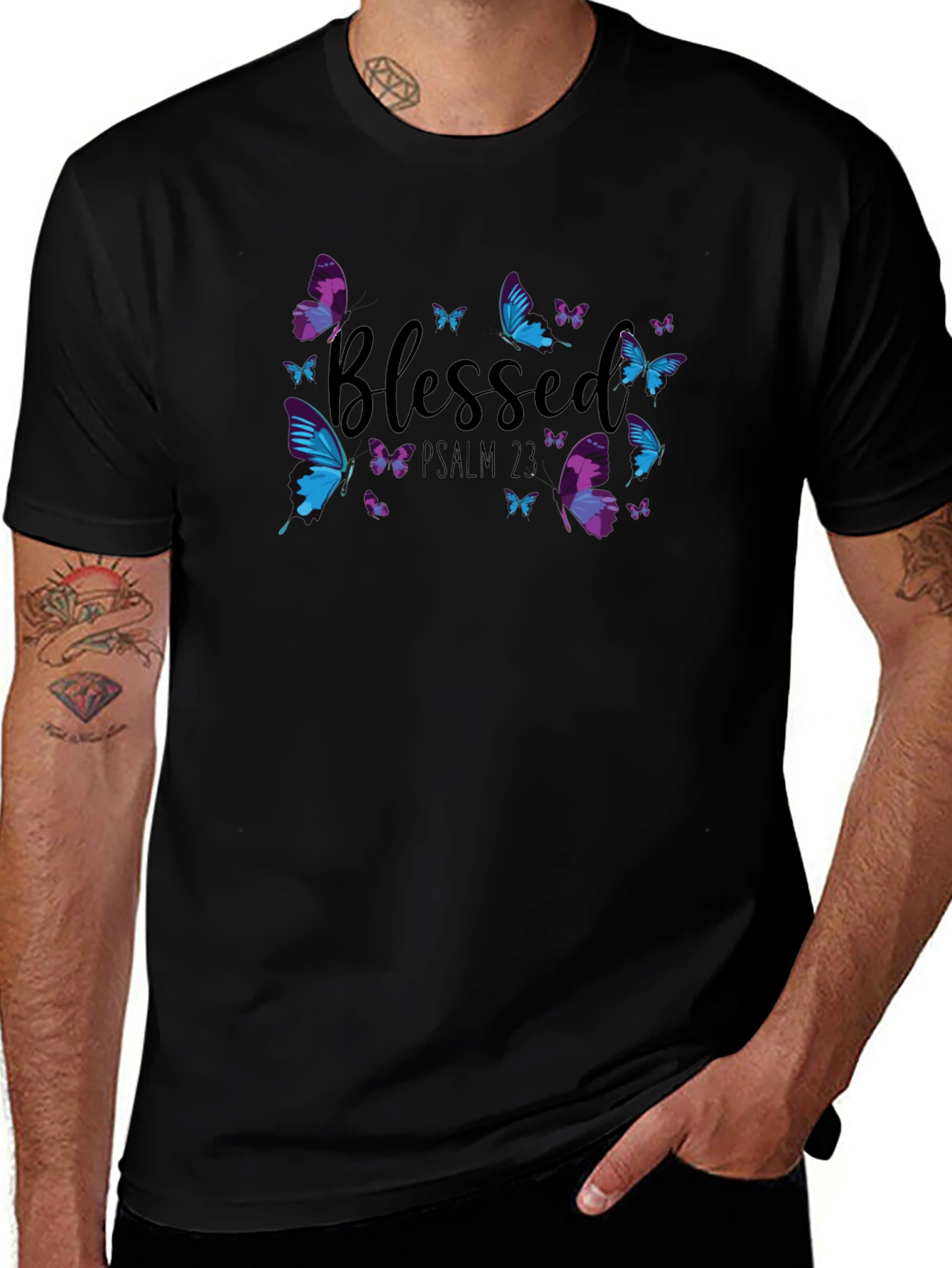 Blessed Psalm 23 Butterfly T-Shirt