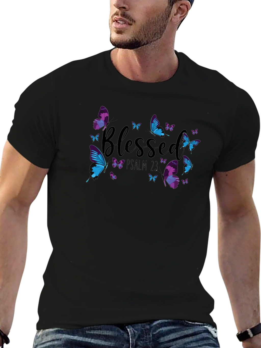 Blessed Psalm 23 Butterfly T-Shirt