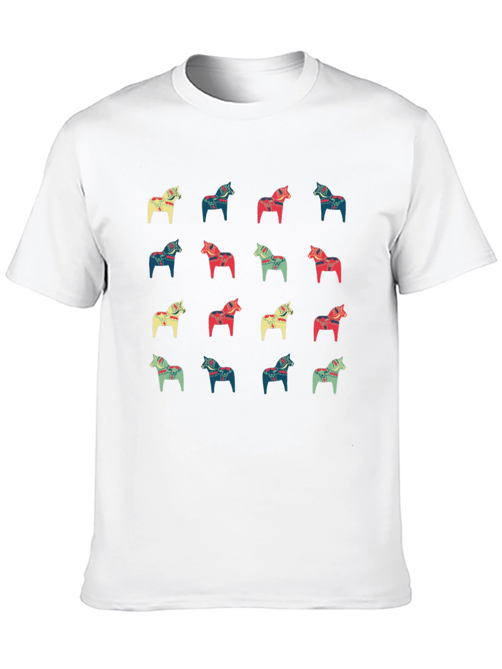 Dala Horse Pattern Black T-Shirt