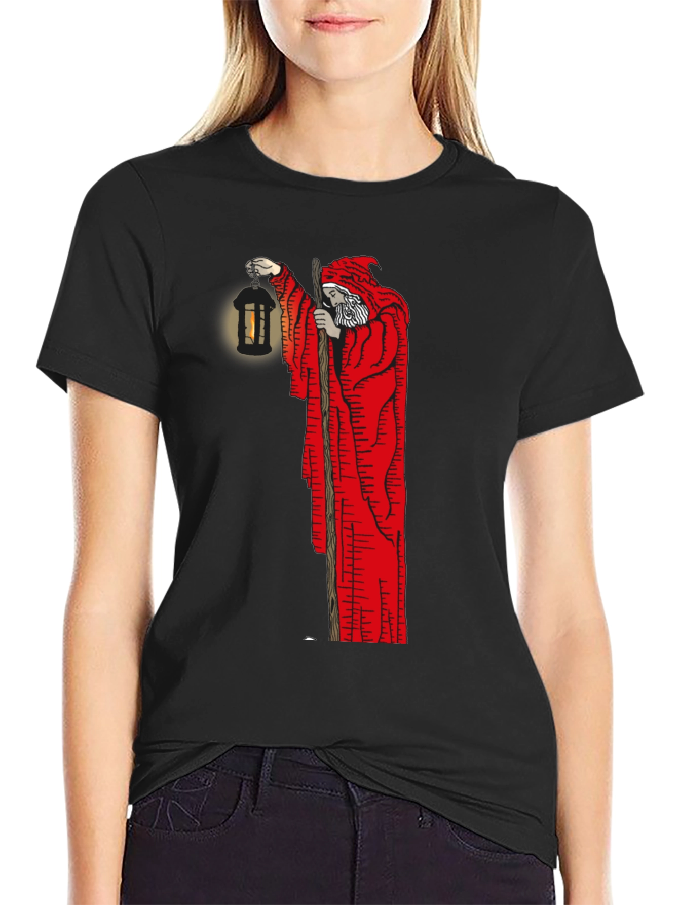 Wizard Lantern Graphic Tee - Black Cotton Blend