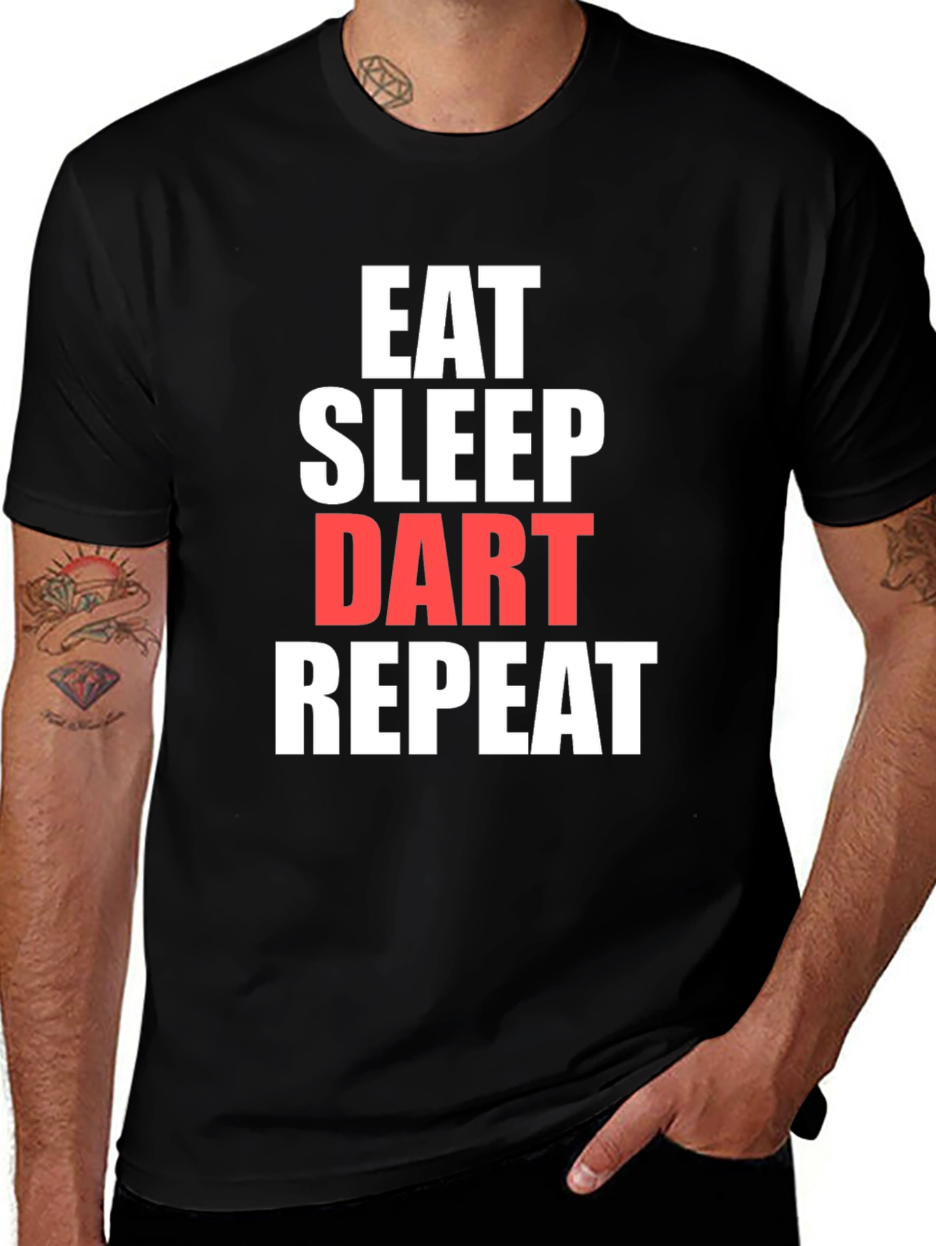 Eat Sleep Dart Repeat Black T-Shirt