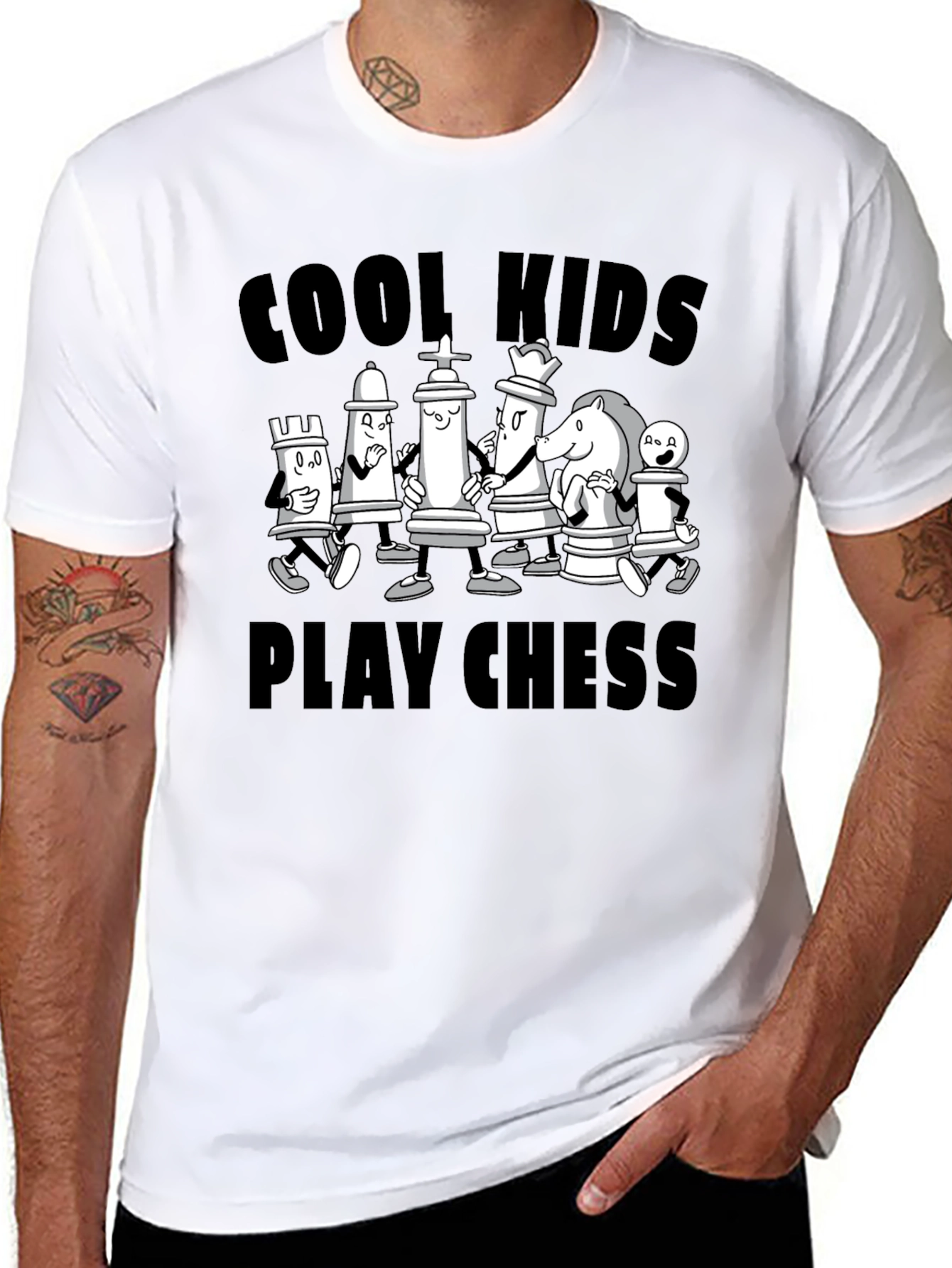 Cool Kids Play Chess Black Graphic Tee