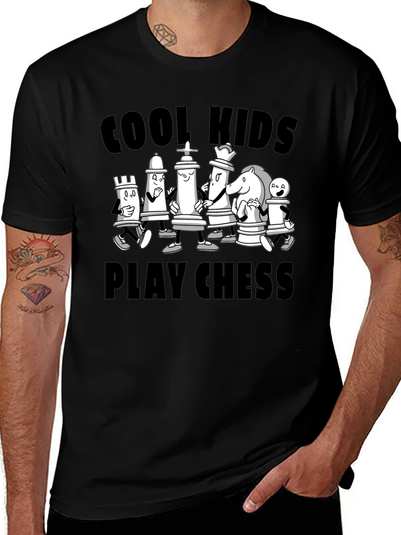 Cool Kids Play Chess Black Graphic Tee