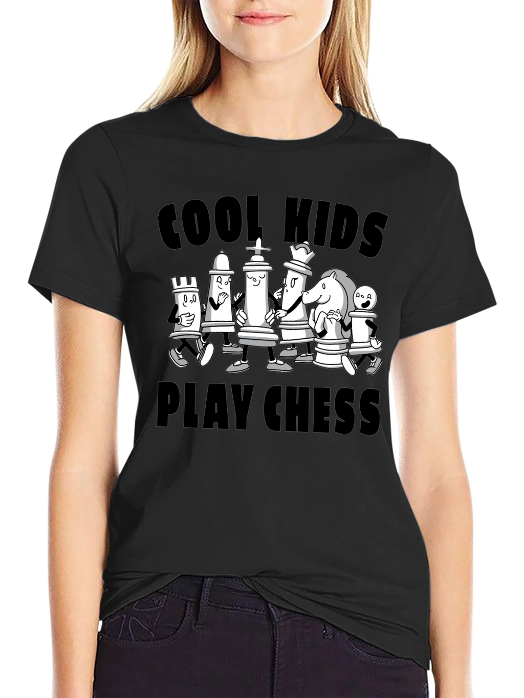 Cool Kids Play Chess Black Graphic Tee