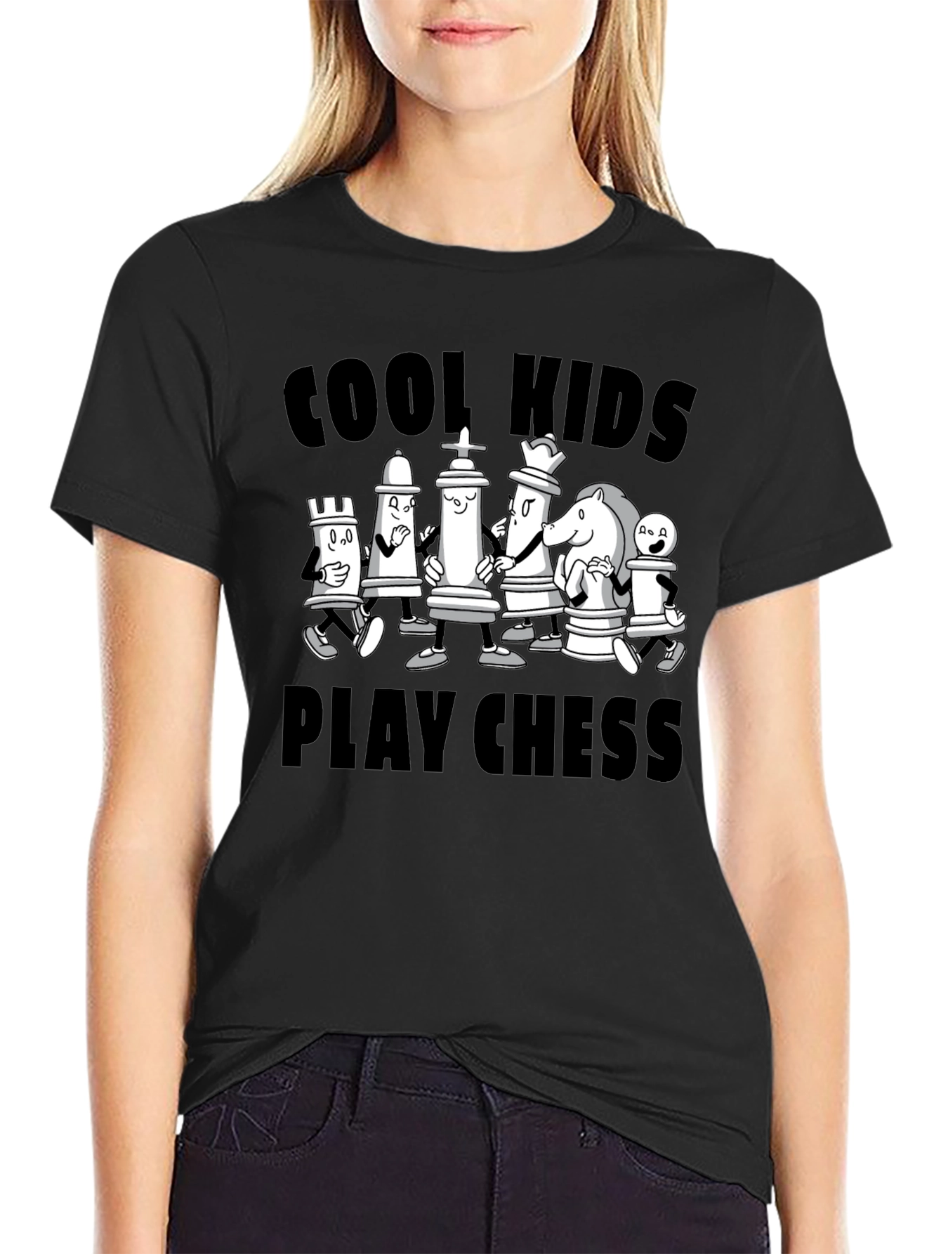 Cool Kids Play Chess Black Graphic Tee