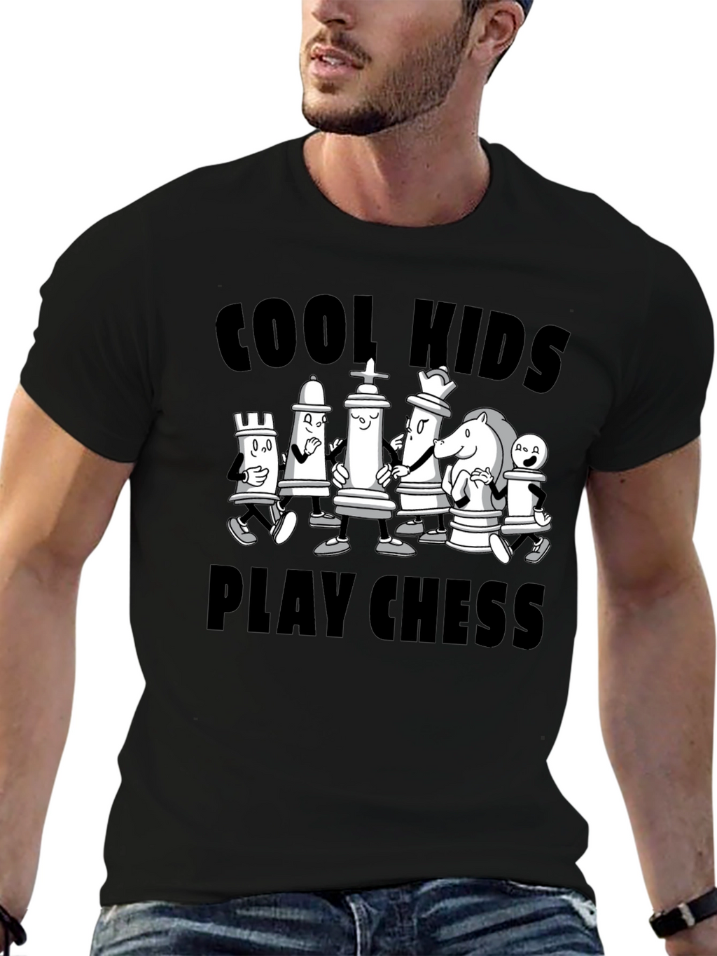 Cool Kids Play Chess Black Graphic Tee