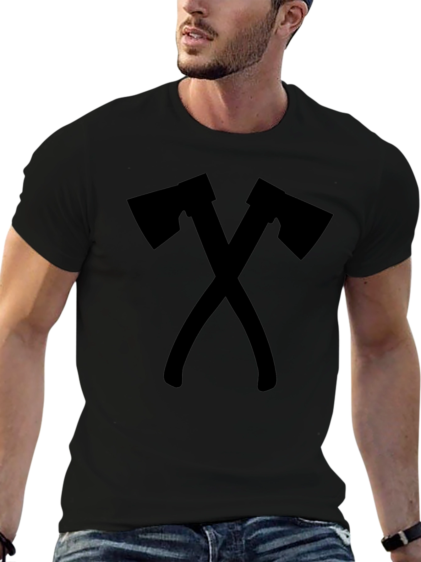 Crossed Axes Graphic Tee - Lumberjack Style Shirt