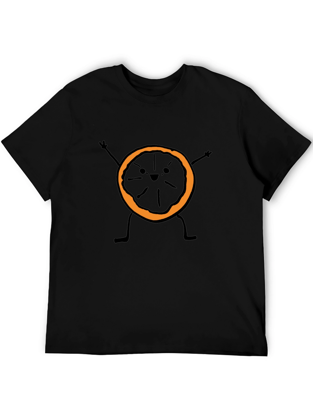 Funny Orange Slice Graphic Tee - Black