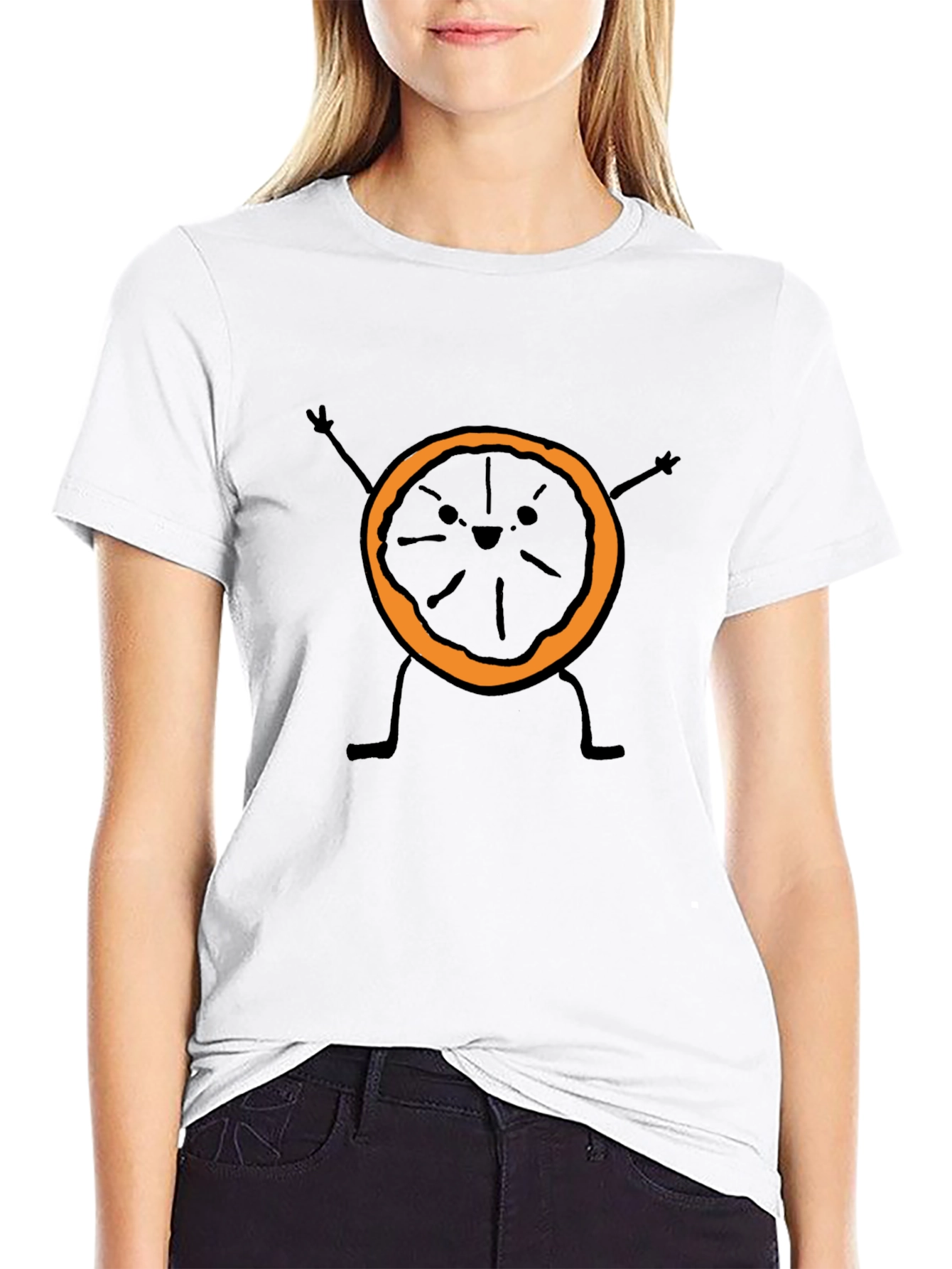 Funny Orange Slice Graphic Tee - Black