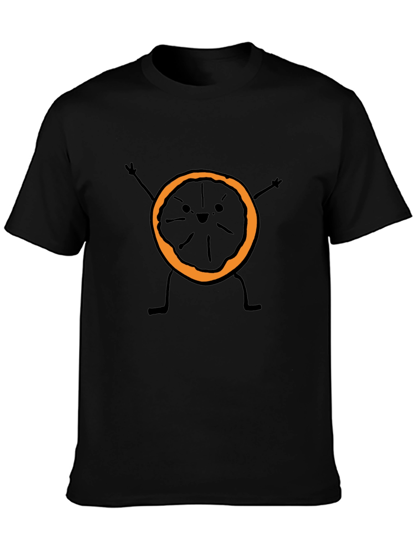 Funny Orange Slice Graphic Tee - Black