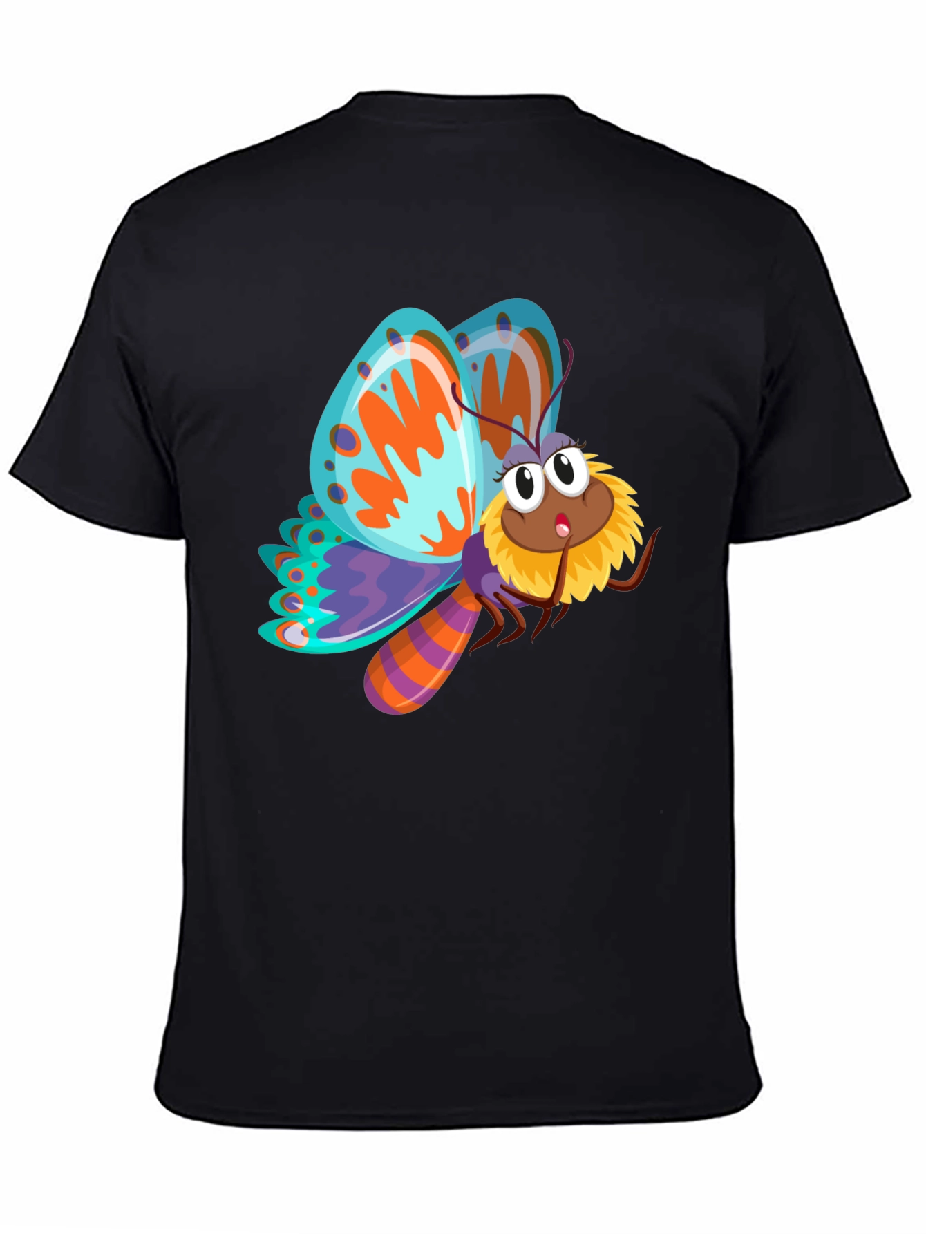 Butterfly Cartoon Graphic Black T-Shirt