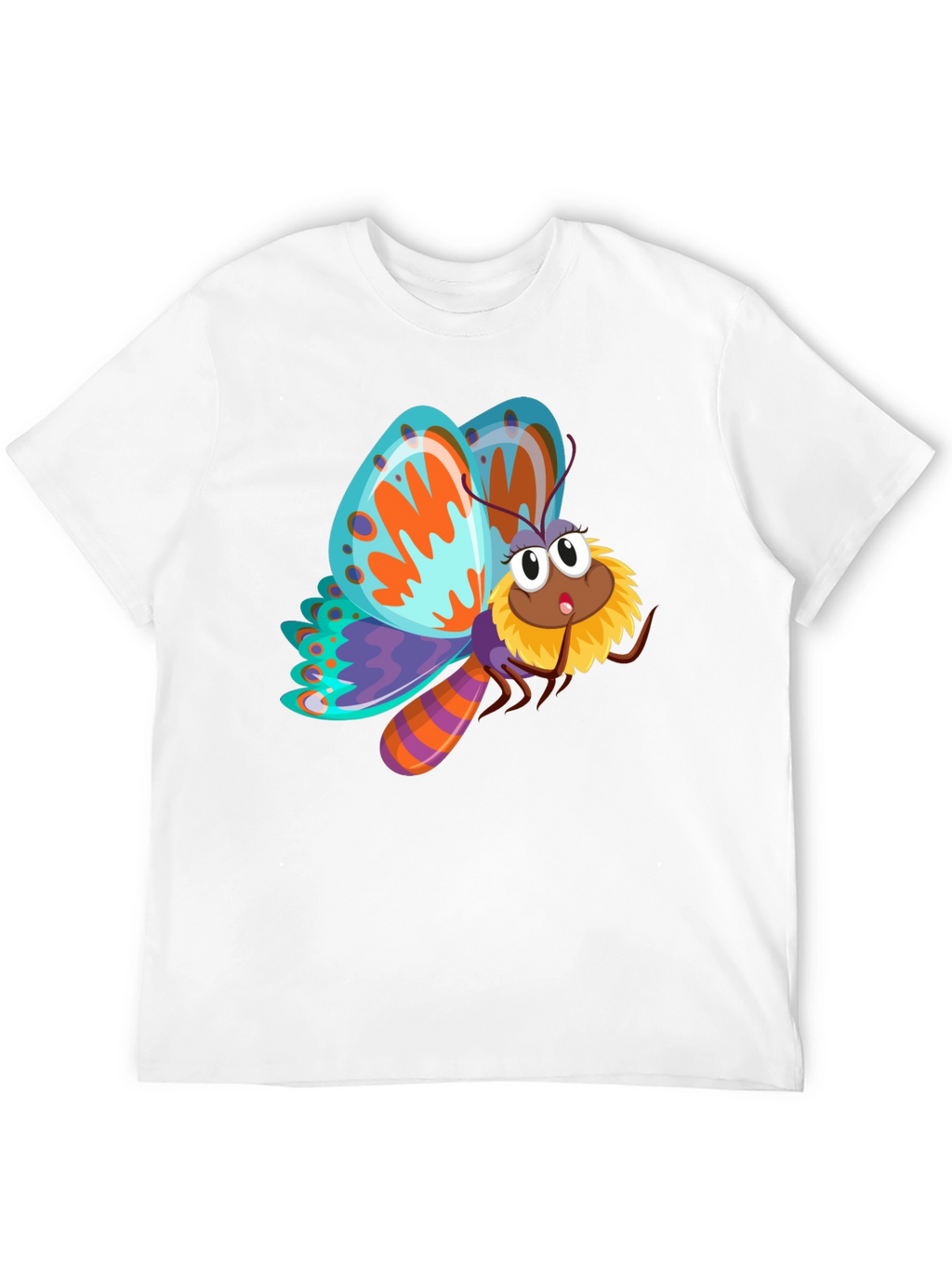 Butterfly Cartoon Graphic Black T-Shirt