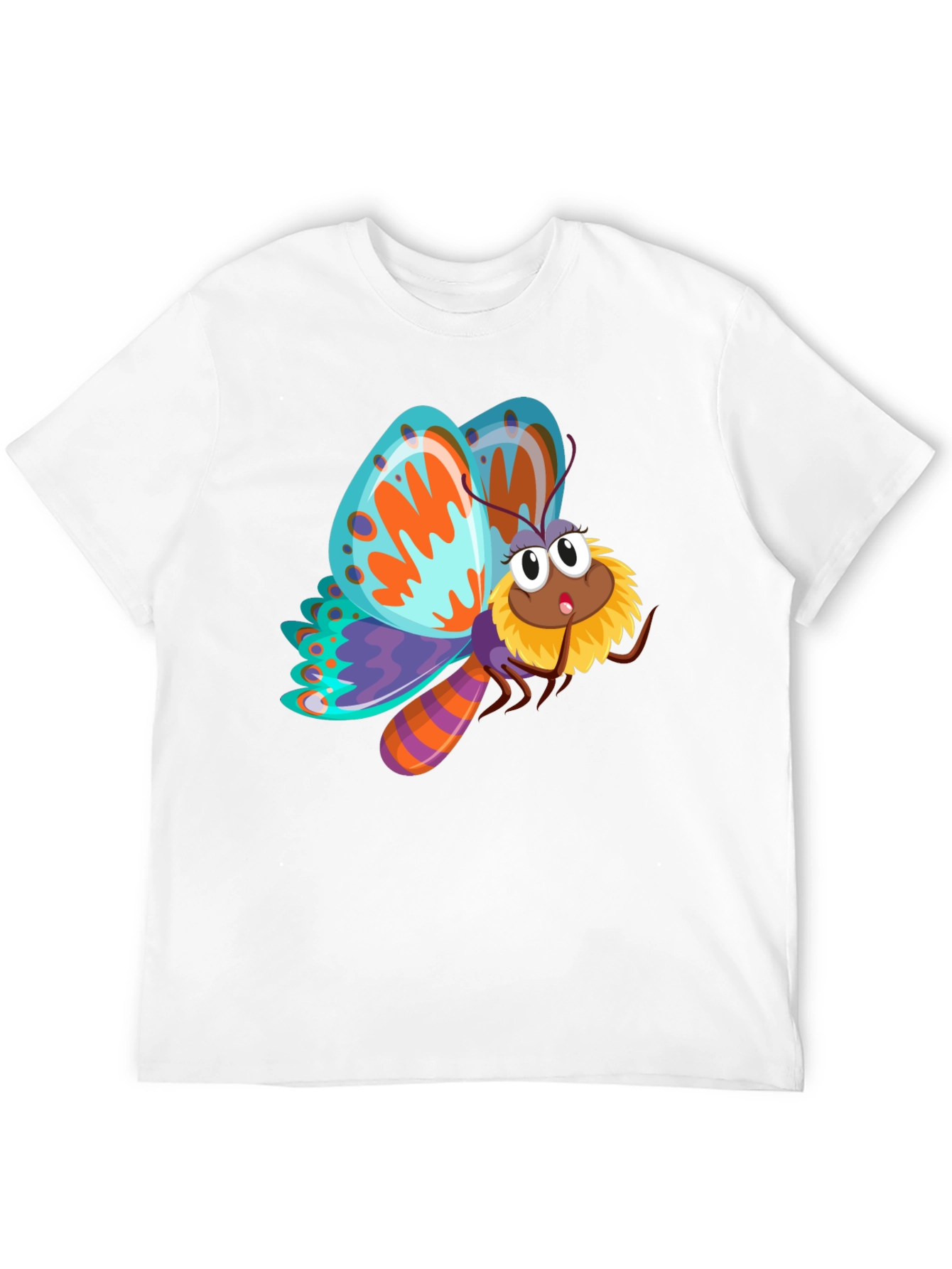 Butterfly Cartoon Graphic Black T-Shirt