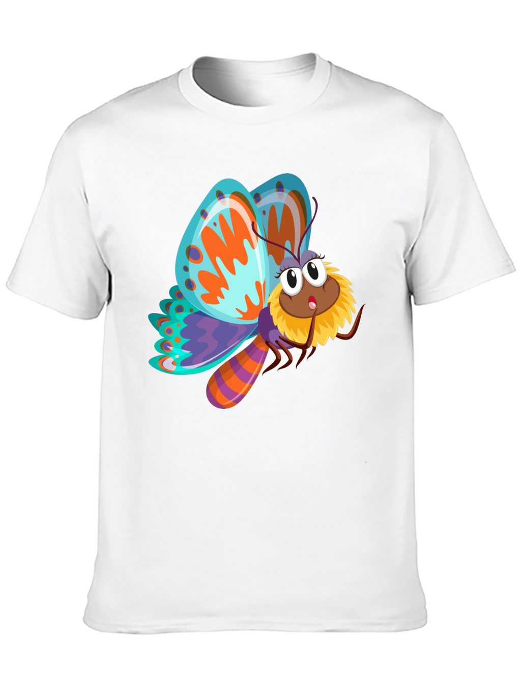 Butterfly Cartoon Graphic Black T-Shirt