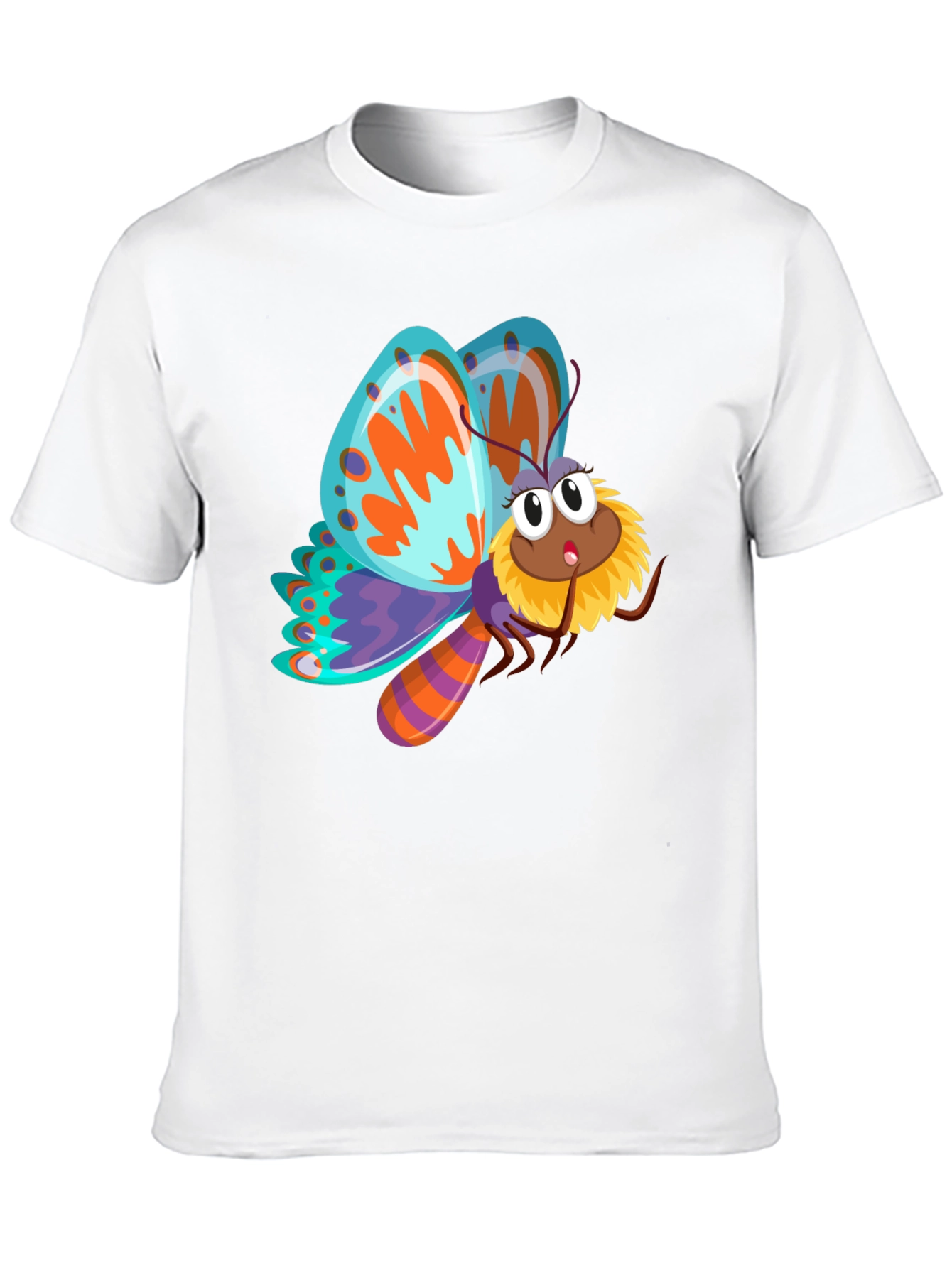Butterfly Cartoon Graphic Black T-Shirt