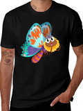Butterfly Cartoon Graphic Black T-Shirt