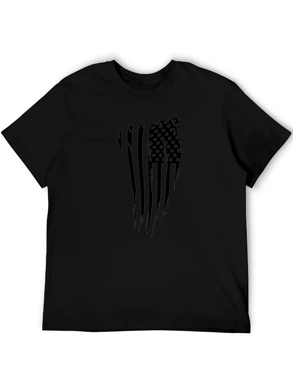 Distressed American Flag Graphic Tee - Black