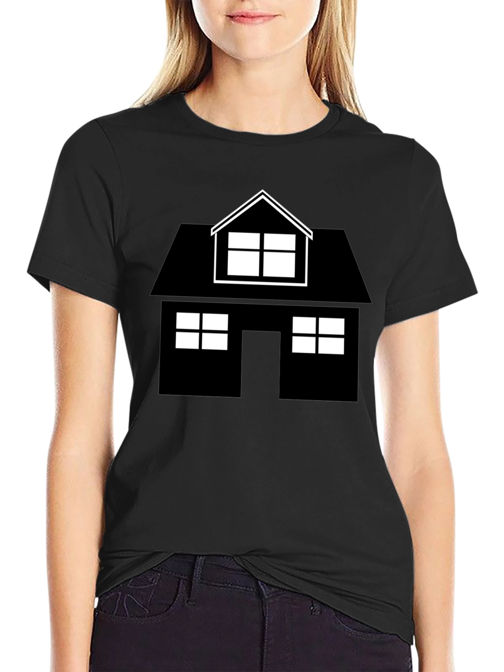House Graphic Tee - Black Cotton Casual Shirt