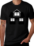 House Graphic Tee - Black Cotton Casual Shirt