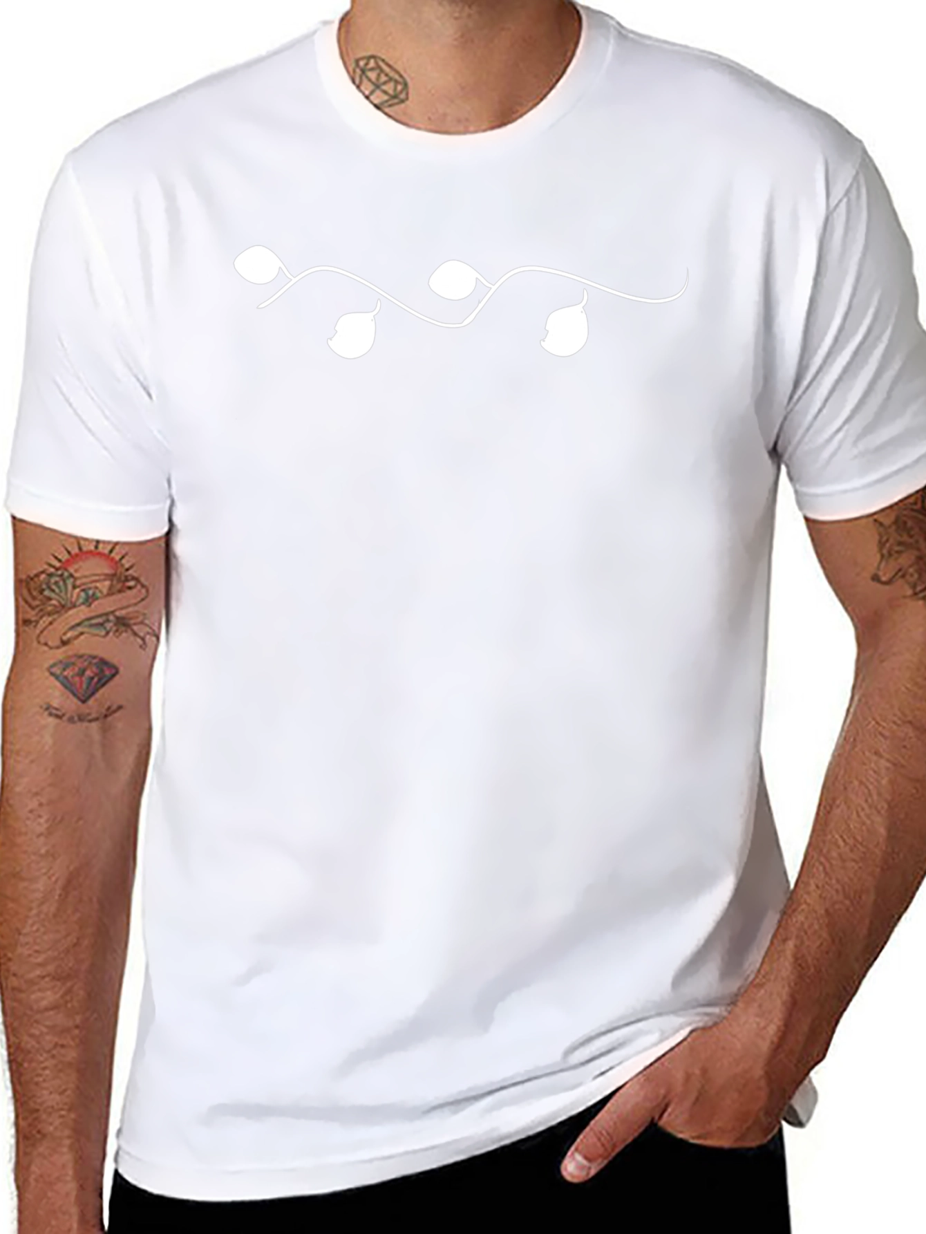 Mens Black Graphic Tee - Unique Leaf Design