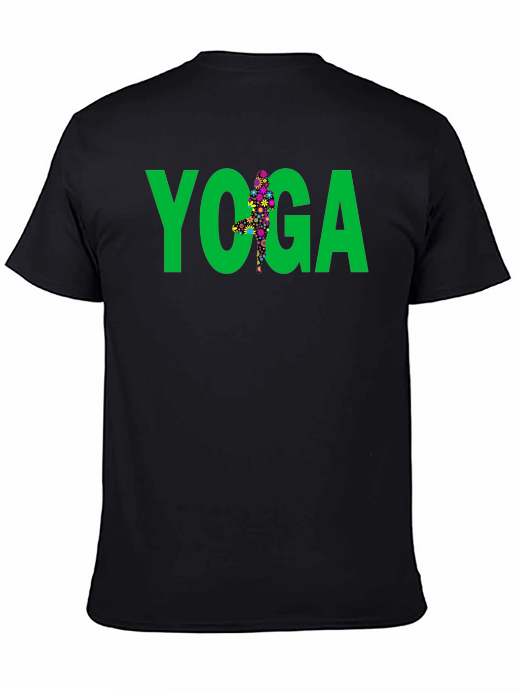 Yoga Floral Pose Graphic Tee - Black