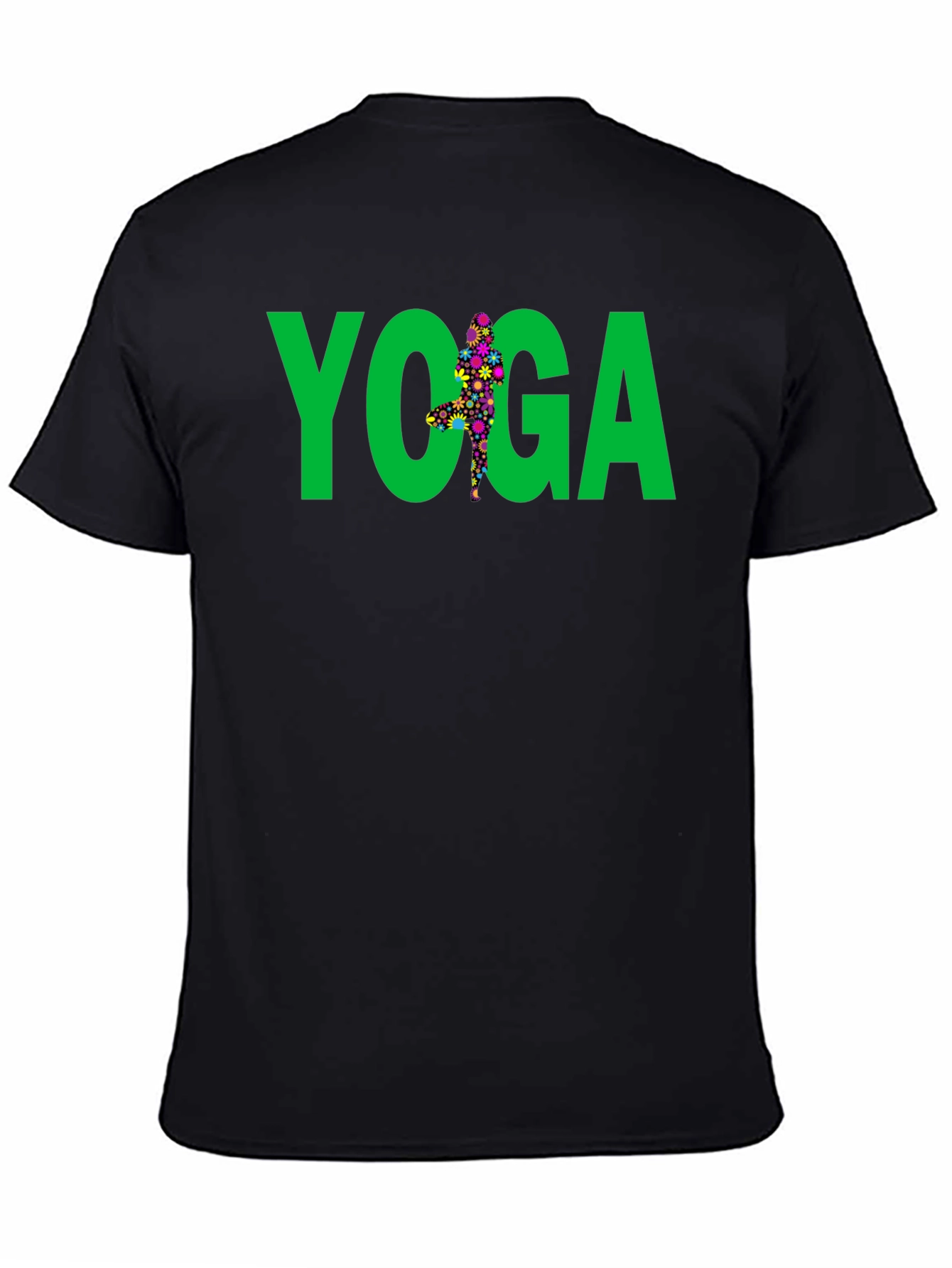 Yoga Floral Pose Graphic Tee - Black