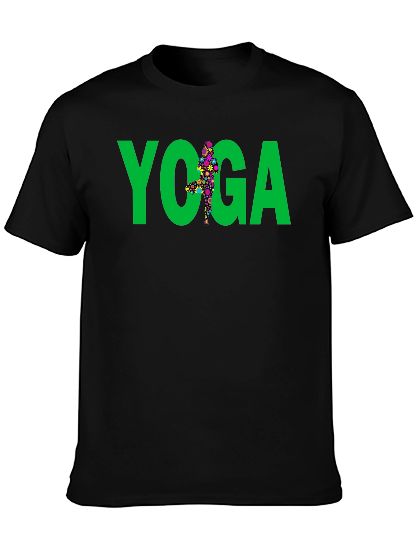 Yoga Floral Pose Graphic Tee - Black