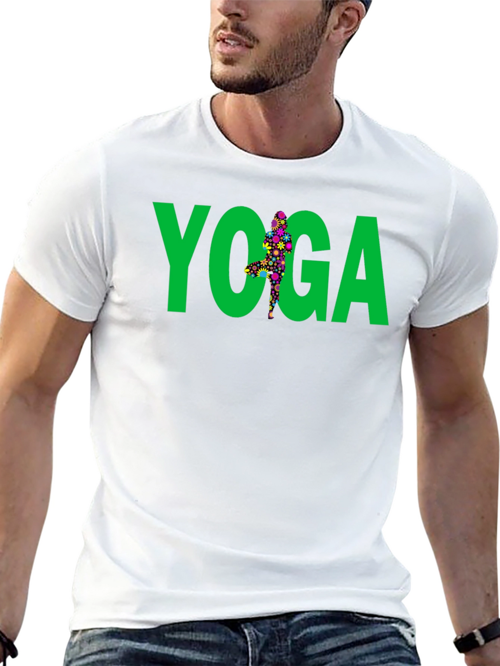 Yoga Floral Pose Graphic Tee - Black