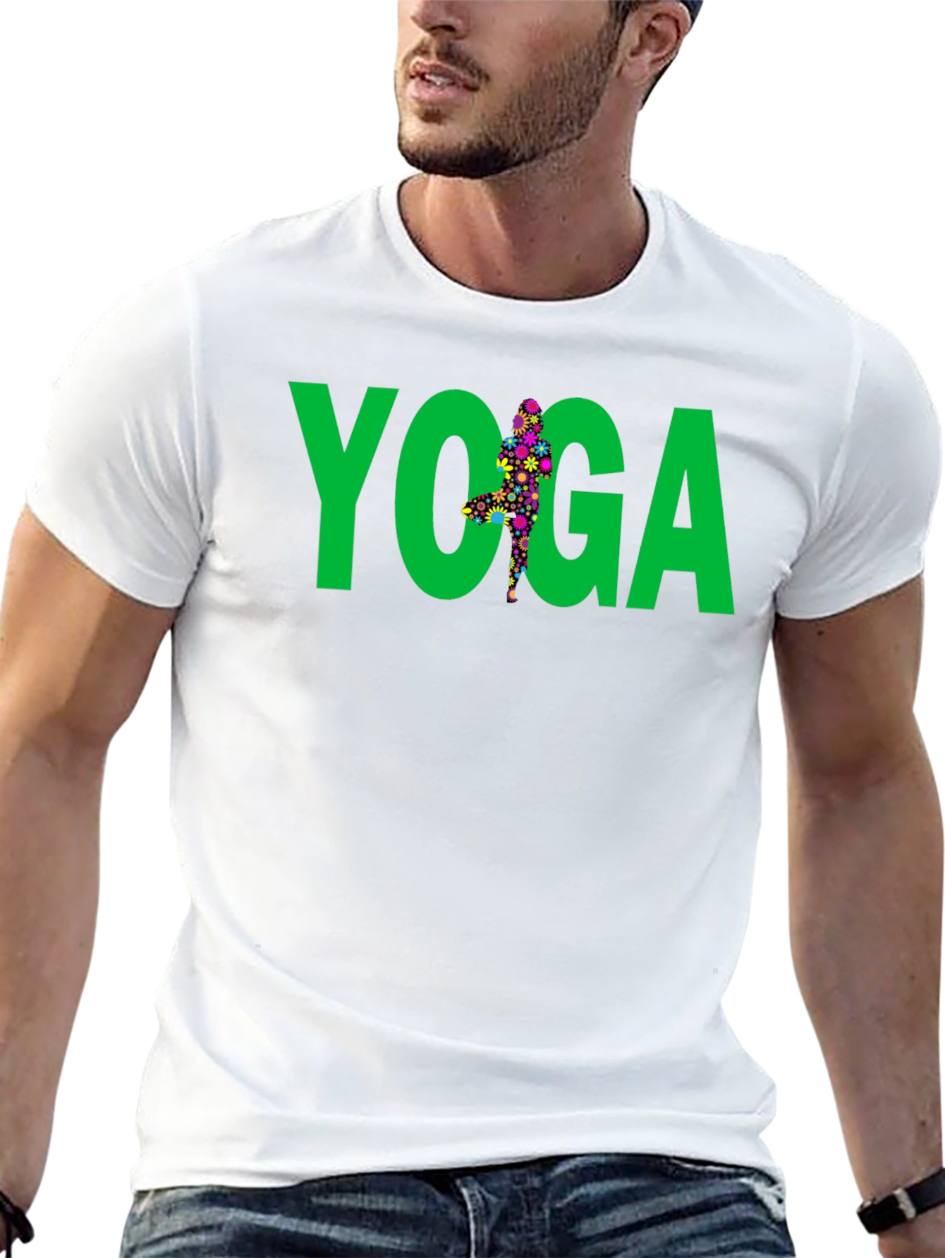 Yoga Floral Pose Graphic Tee - Black