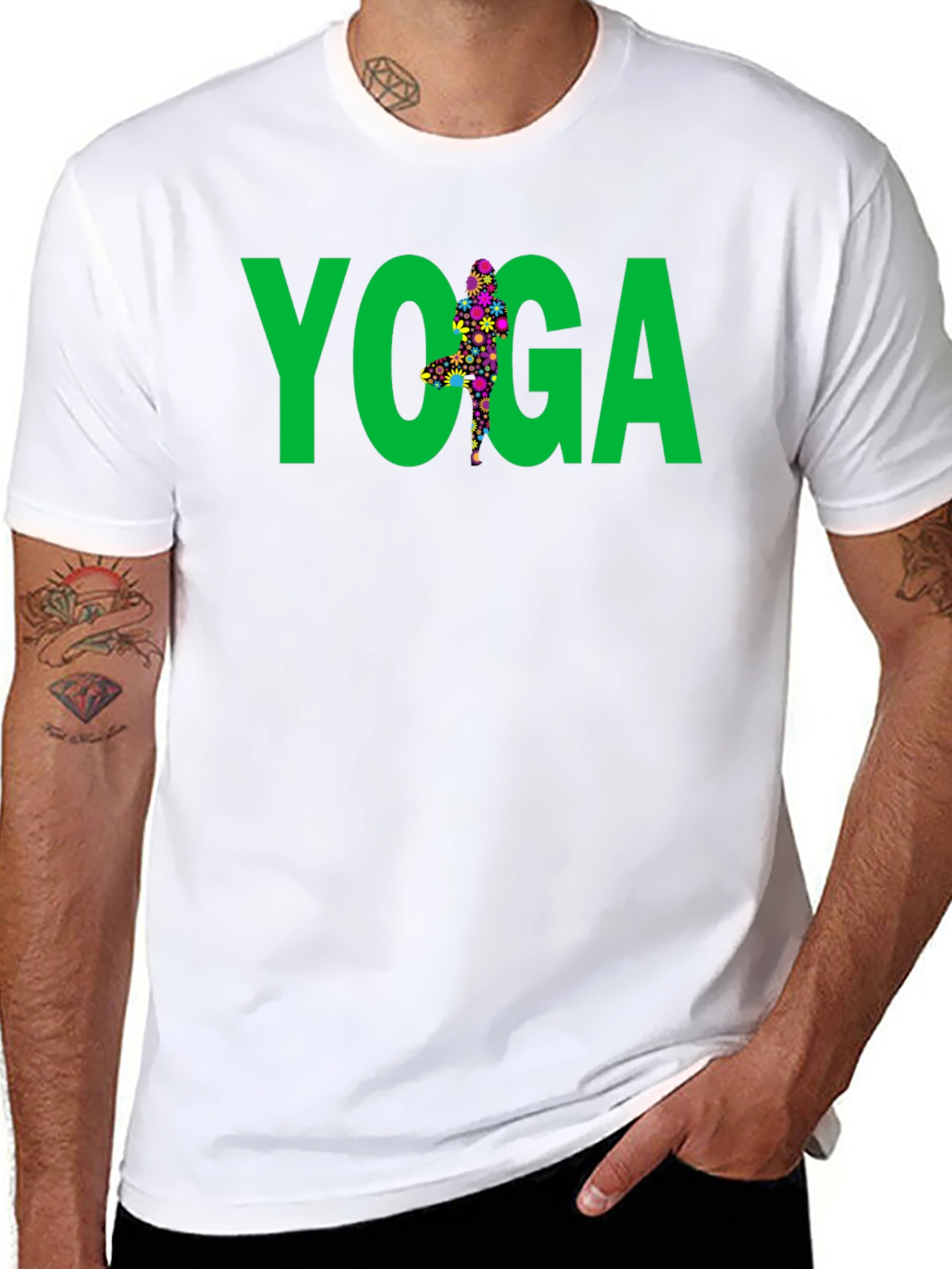 Yoga Floral Pose Graphic Tee - Black