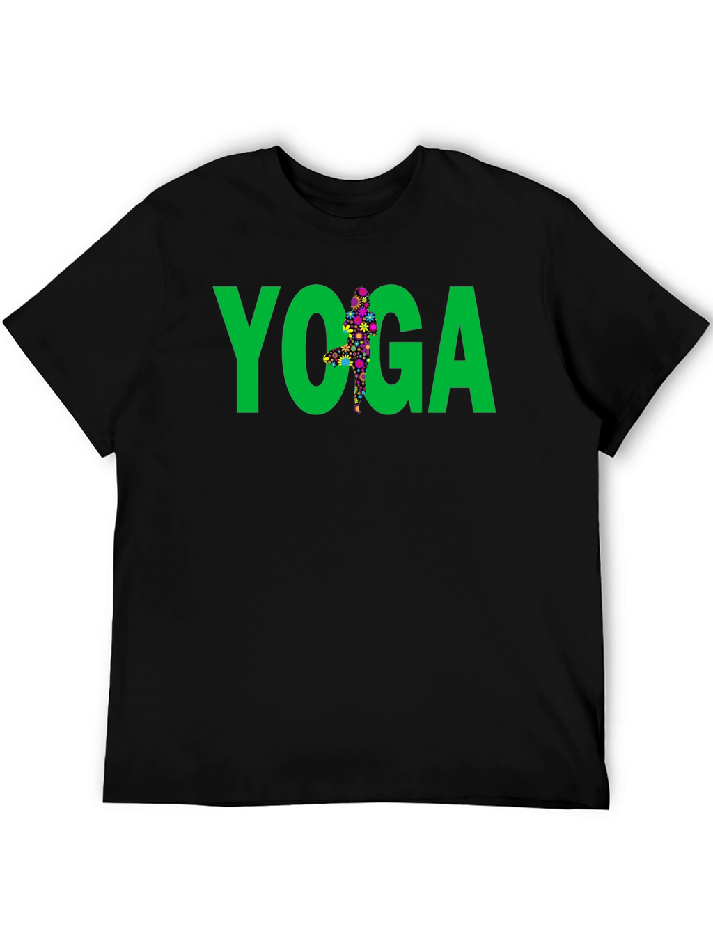 Yoga Floral Pose Graphic Tee - Black