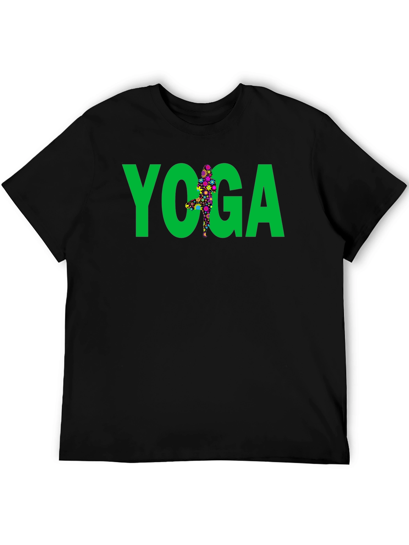 Yoga Floral Pose Graphic Tee - Black